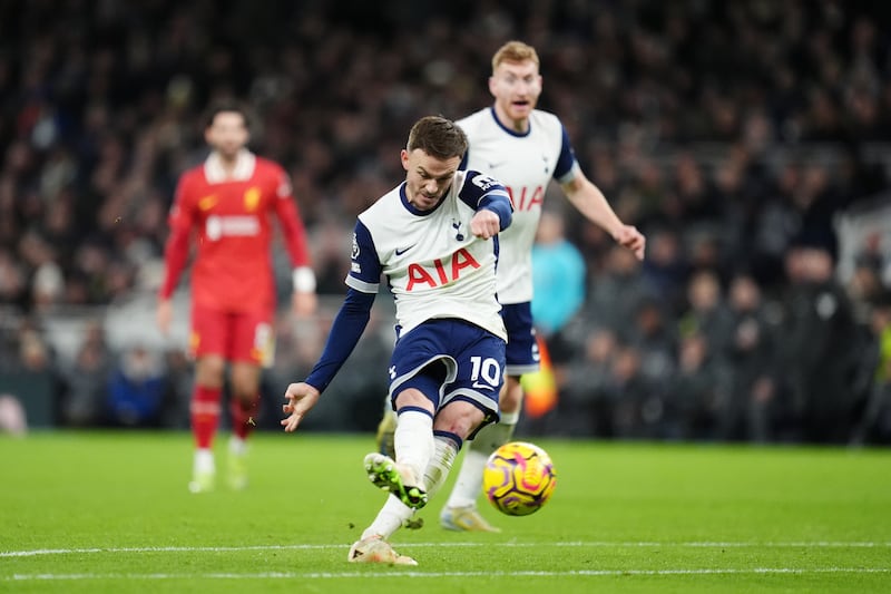 James Maddison scored Tottenham’s opening goal, just before the break