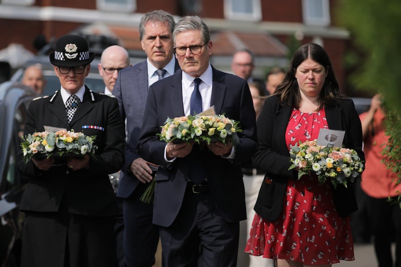 Sir Keir Starmer laid a wreath during his visit to Southport