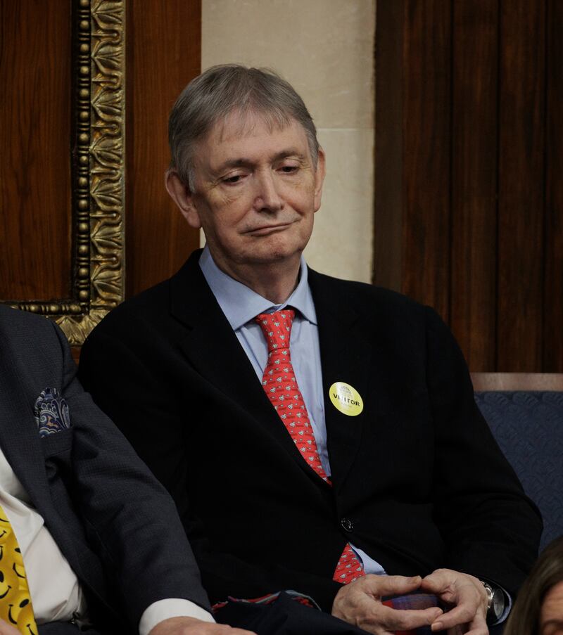 Noel Little, father of Deputy First Minister Emma Little-Pengelly, watches on from the public gallery of the Assembly Chamber