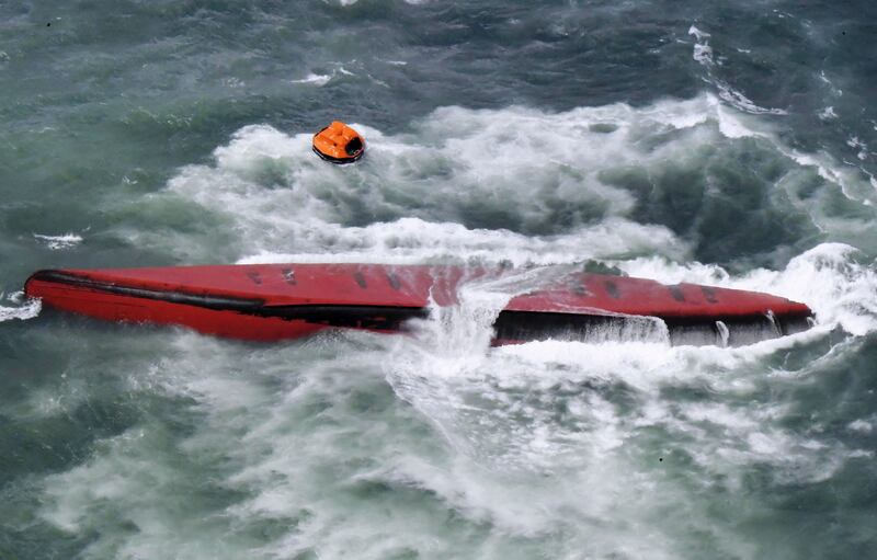 The vessel capsized off south-western Japan (Kyodo News via AP)