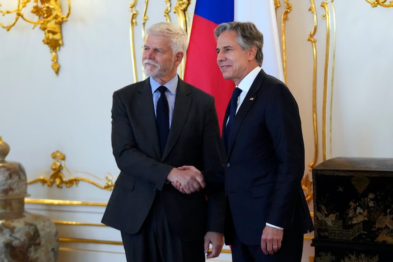 Czech President Petr Pavel with US Secretary of State Antony Blinken at Prague Castle in May (Petr David Josek/Pool/AP)