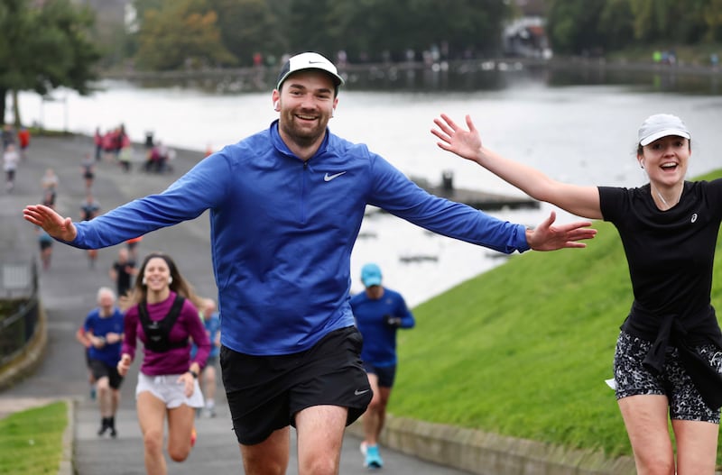 Runners take part in the 20th anniversary parkrun at the Waterworks in  Belfast on Saturday  with hundreds taking part on Saturday.
PICTURE COLM LENAGHAN