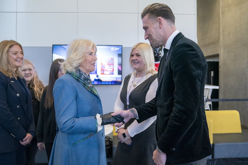 The Queen was introduced to Aberdeen FC defender Angus McDonald, who described the meeting as a ‘real privilege’