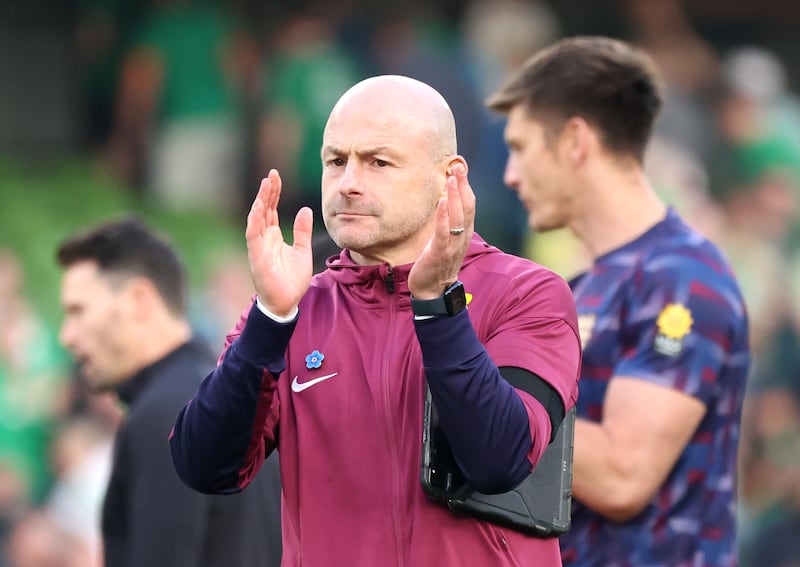 Carsley applauds the fans following Saturday’s win at the Aviva Stadium