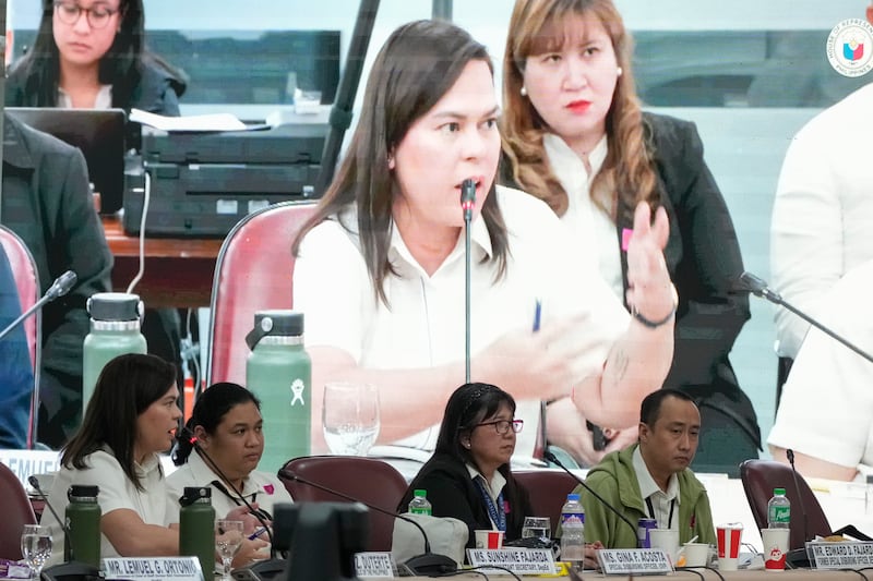 Philippines Vice President Sara Duterte during a hearing at the House of Representatives in Quezon City on Monday (Aaron Favila/AP)