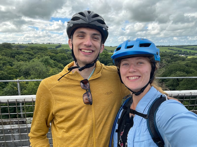 Veronica White and her boyfriend Brett McKim are cycling from the University of Exeter to Truro for her graduation ceremony in the city’s cathedral