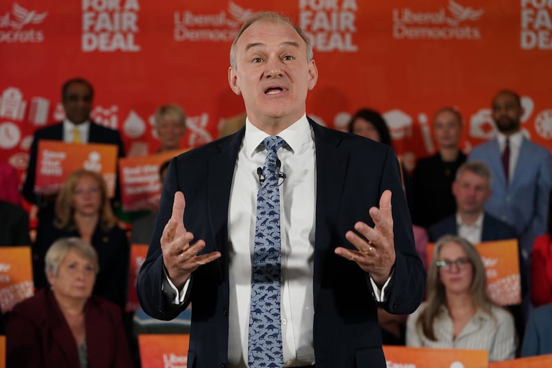 Lib Dem leader Sir Ed Davey during the party’s General Election manifesto launch on Monday