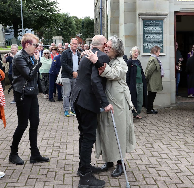 The funeral of veteran journalist and campaigner Nell McCafferty at Longtower Church in Derry on Friday. Picture Margaret McLaughlin  23-8-2024