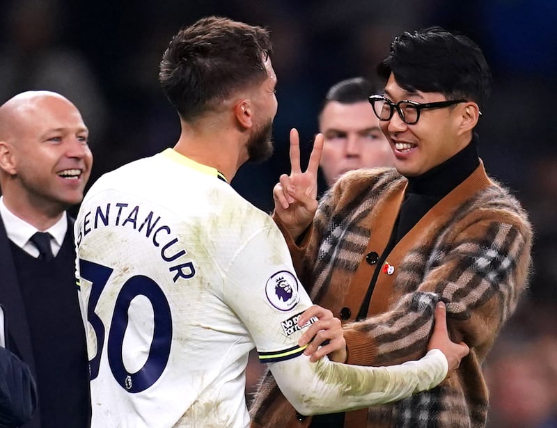 Son, right, has accepted Bentancur’s apology