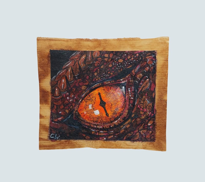 One of Mrs West’s The Lord of the Rings tea bags which shows a dragon’s eye