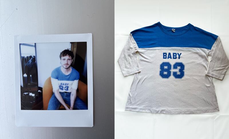 Mescal’s casual pieces, including a blue and white baby tee, are also available to purchase