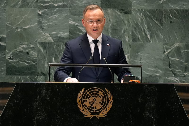 President of Poland Andrzej Duda addresses the 79th session of the United Nations General Assembly (Pamela Smith/AP)