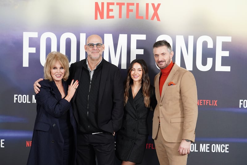 Joanna Lumley, writer Harlan Coben Michelle Keegan, and Richard Armitage attend a photo call for the Netflix series, Fool Me Once