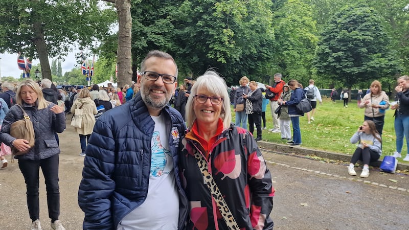 Carol Haddow, 64, and her husband Brian, 42, were among thousands of people lined along The Mall as royal carriages made their way to Horse Guards Parade on Saturday morning