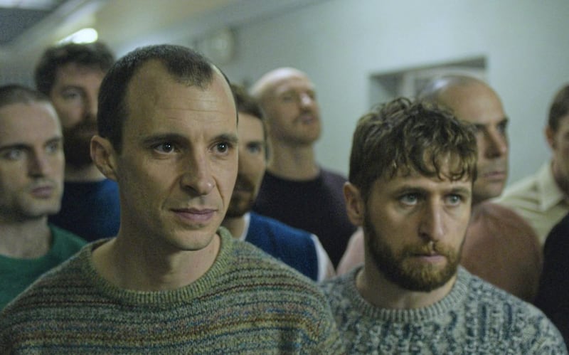 Tom Vaughan-Lawlor (second left) as Maze escape mastermind Larry Marley 