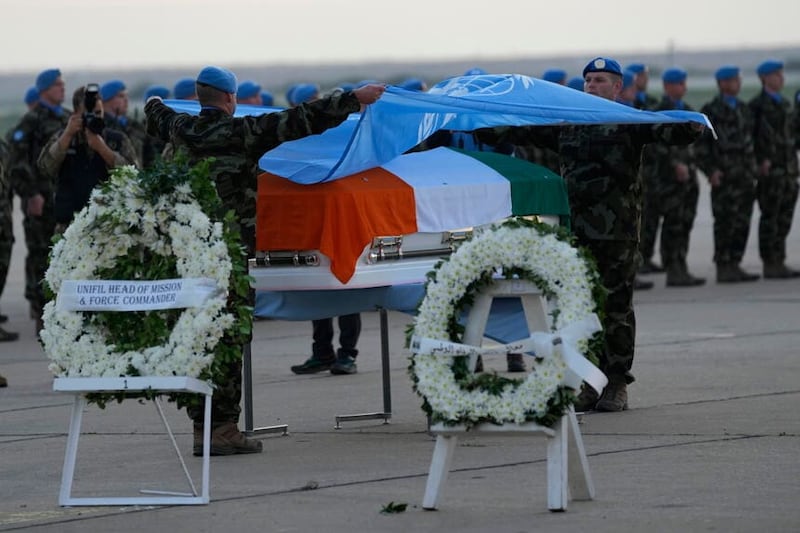 The body of Private Sean Rooney returning home. Hussein Malla/AP)