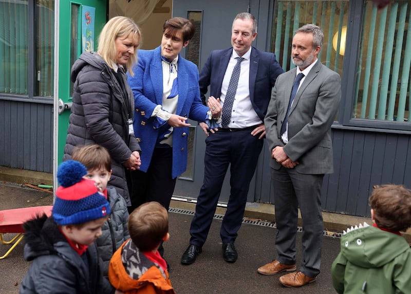 Norma Foley (centre left) and Paul Givan (centre right) announced the launch of the Raise programme on Wednesday