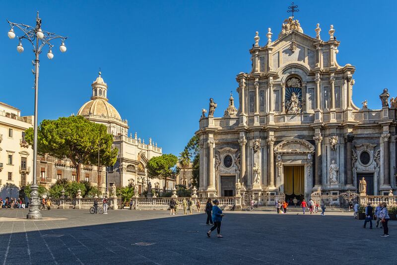 Piazza del Duomo with the Cathedral of Sant’Agata in Catania, Sicily