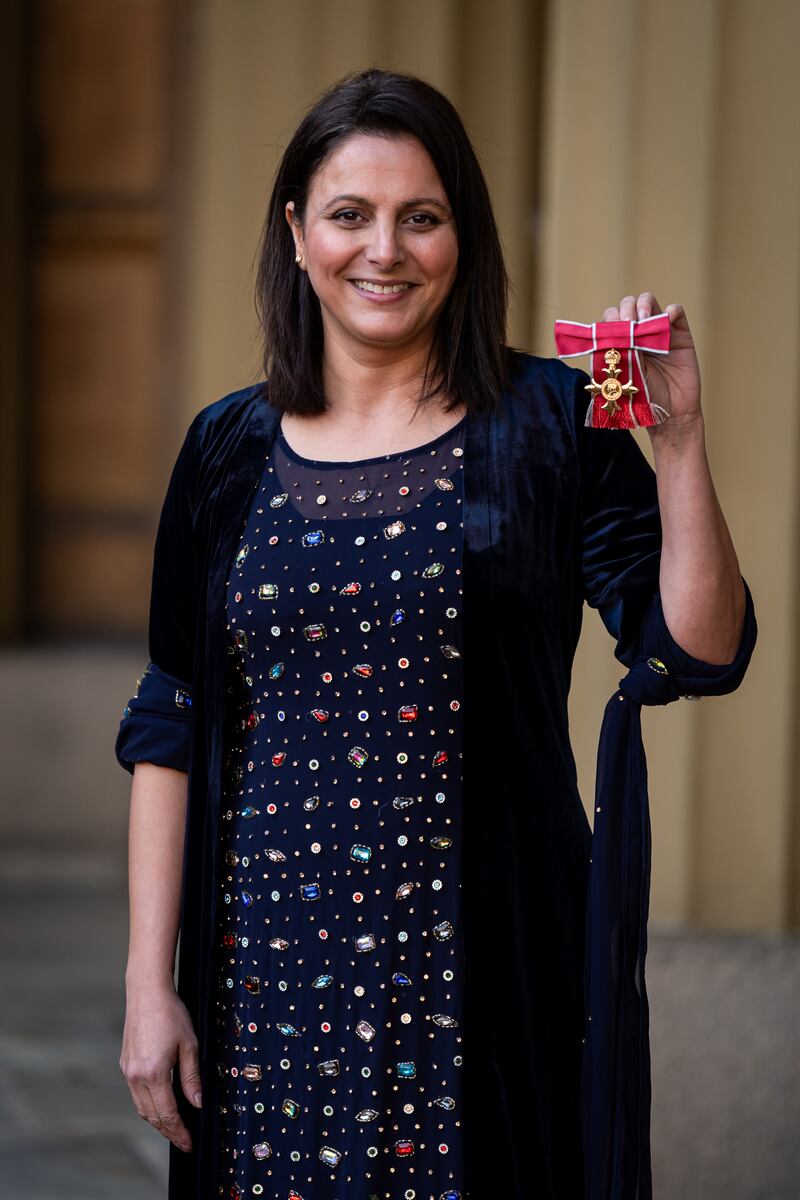 Taban Shoresh after being made an OBE (Officer of the Order of the British Empire) at an investiture ceremony at Buckingham Palace