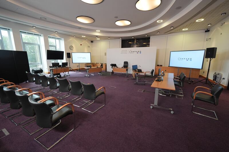 A general view of the Lampard Inquiry hearing room, at Chelmsford Civic Centre