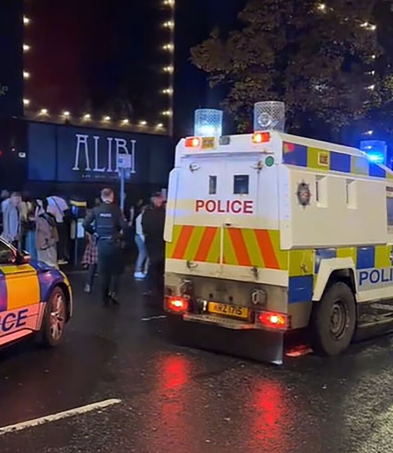 Five police officers have been hurt after a fight involving around 50 people spilled outside a Belfast nightclub.

Two people have been arrested after what the PSNI described as a “melee” in Bradbury Place during the early hours of Sunday.