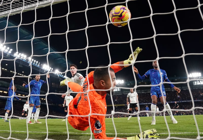 Chelsea goalkeeper Robert Sanchez is unable to keep out Harry Wilson’s shot