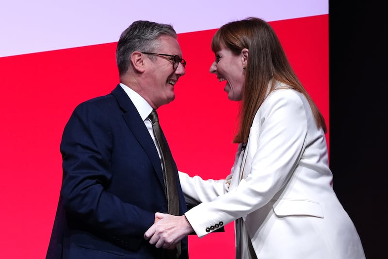 Prime Minister Sir Keir Starmer and Deputy Prime Minister Angela Rayner during the Labour Party conference in Liverpool