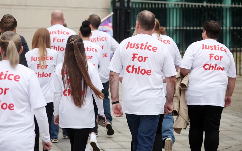 Press Eye - Belfast - Northern Ireland -24th May 2024 

Family and friends of murder victim Chloe Mitchell arrive at Belfast Laganside Courts.  The 21-year-old from Ballymena was found found days after she went missing in summer 2023.  27-year-old Brandon Rainey was charged with murder and and attempting to prevent the burial is appearing before the Crown Court at Laganside today. 

Photo by Jonathan Porter /Press Eye