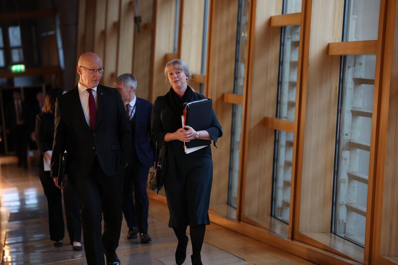 Finance Secretary Shona Robison with Mr Swinney