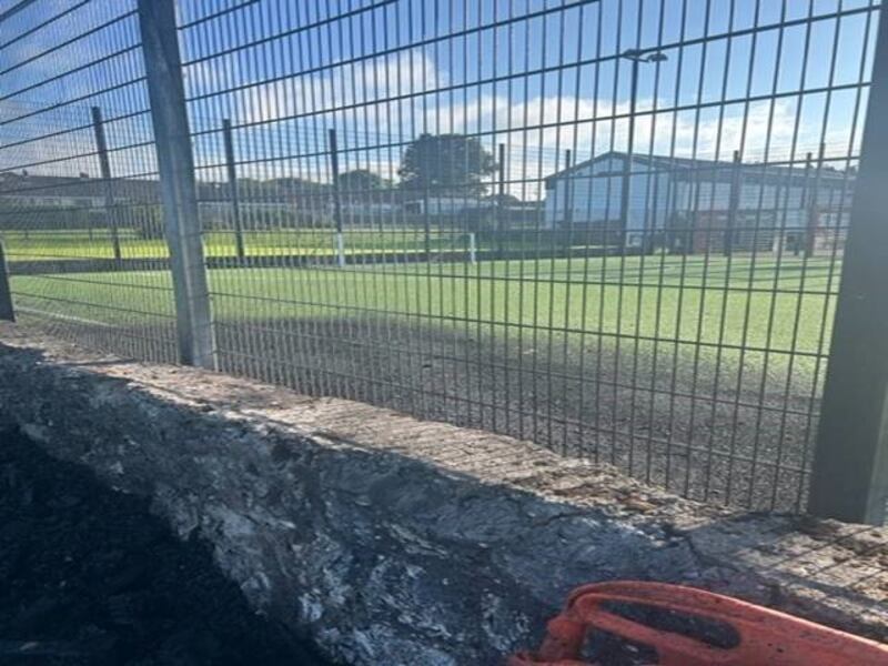 The Co Antrim pitch was the target of an arson attack on Monday