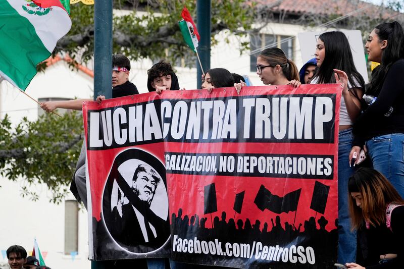 Demonstrators rally for immigration reform in Los Angeles (AP/Damian Dovarganes)