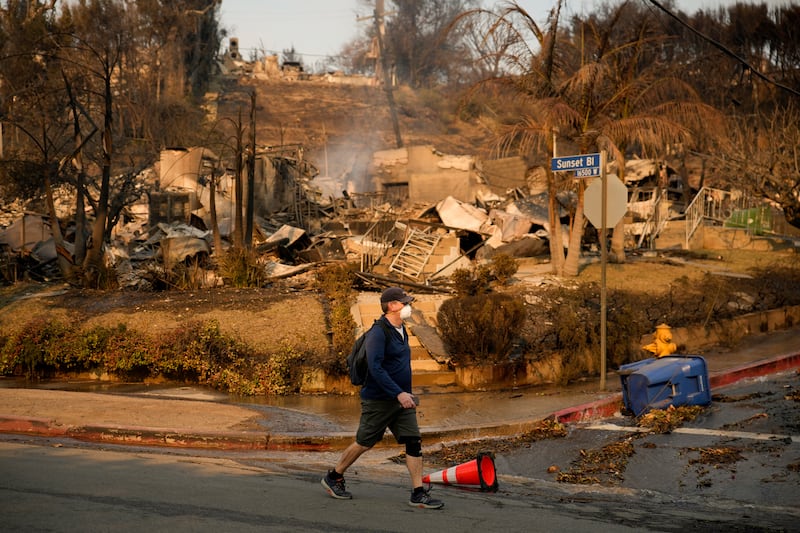 A property is destroyed along Sunset Boulevard (John Locher/AP)