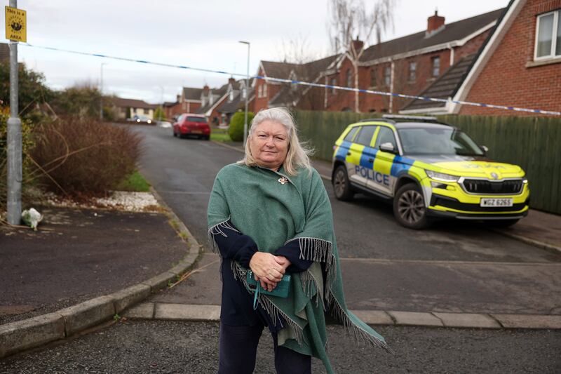 Press Eye - Belfast - Northern Ireland - 16th December 

A cordon is still in place at Laurel Heights in Banbridge, Co.Down, where Karen Cummings was murdered on Saturday night.  The 40-year-old was a mother of two and a childrenÕs nurse. Two men continue to be questioned by the police. 

CEO of WomenÕs Aid Armagh and Down Eileen Murphy pictured at the scene. 

Picture by Jonathan Porter/PressEye