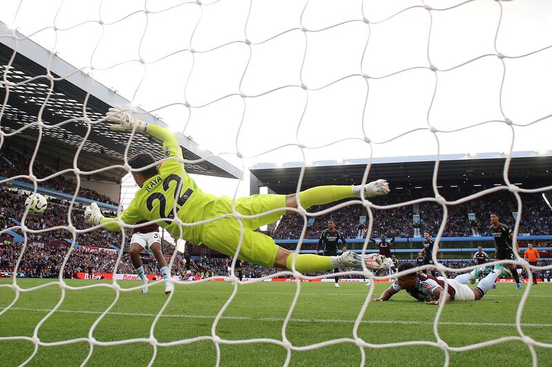 David Raya made a spectacular save to deny Ollie Watkins