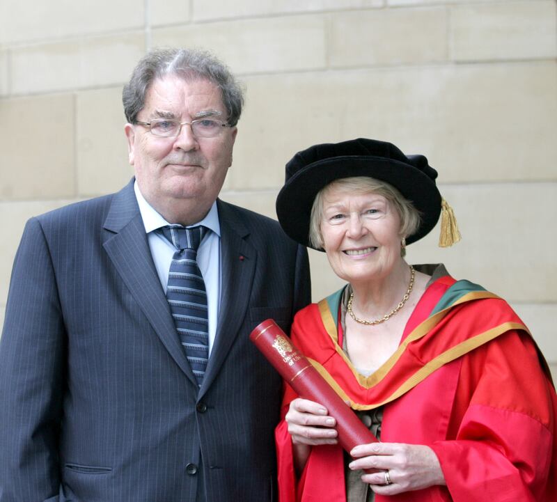 John Hume with his wife Pat at a graduation ceremony at Magee