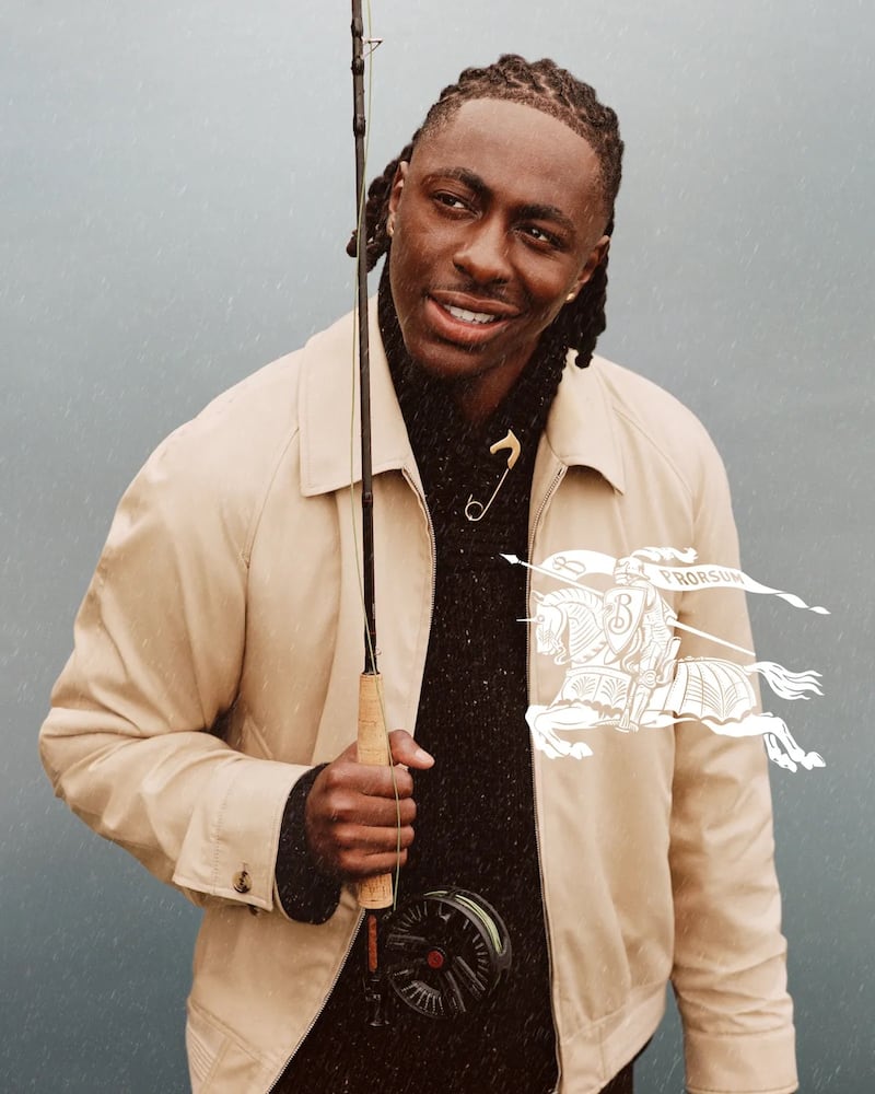 Footballer Eberechi Eze models the Harrington for Burberry’s new campaign