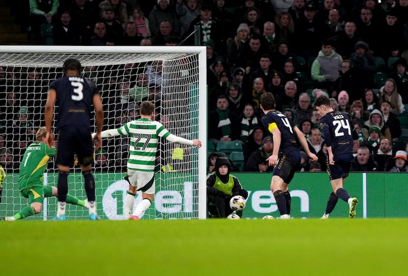 Bobby Wales, right, taps in Kilmarnock’s equaliser