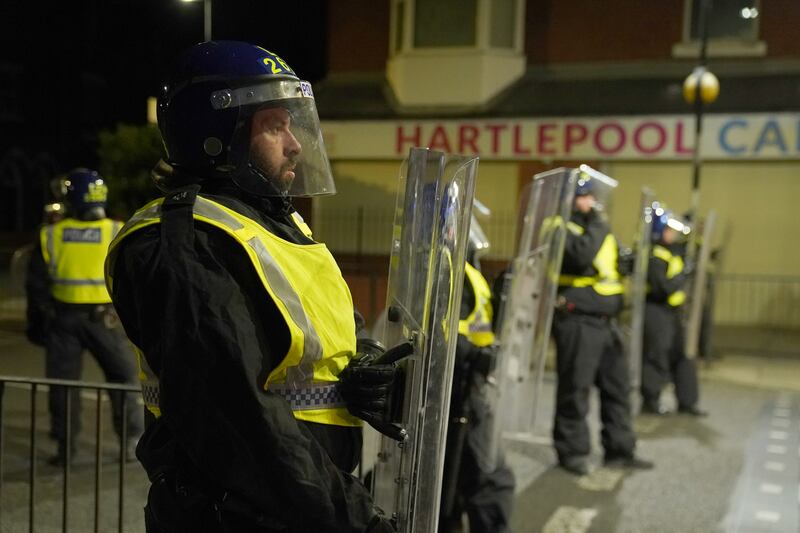 Riot police dispersed protesters in Hartlepool during a night of violent outbreaks