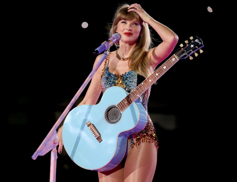 2X4J74Y Taylor Swift performs onstage during night two of Taylor Swift | The Eras Tour at Nissan Stadium on May 06, 2023 in Nashville, Tennessee.