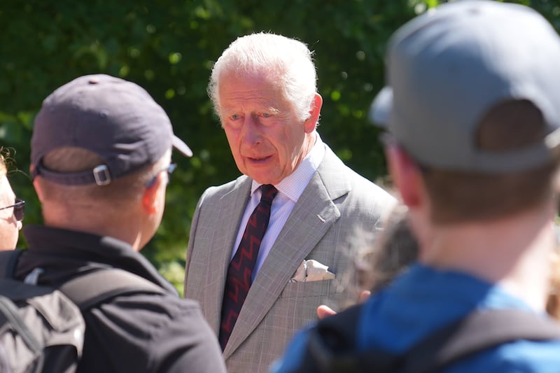 King Charles speaks with well-wishers after attending a Sunday church service at St Mary Magdalene Church in Sandringham, Norfolk