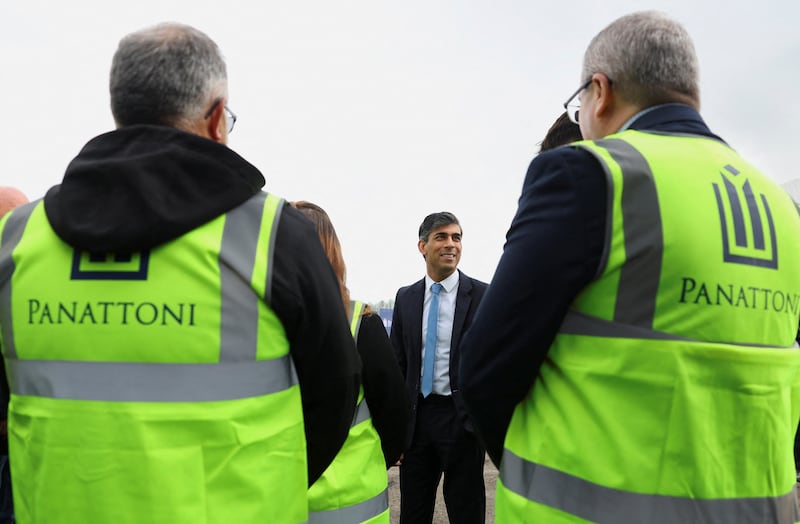 Mr Sunak spoke to Panattoni staff working on the demolition and reconstruction of the site