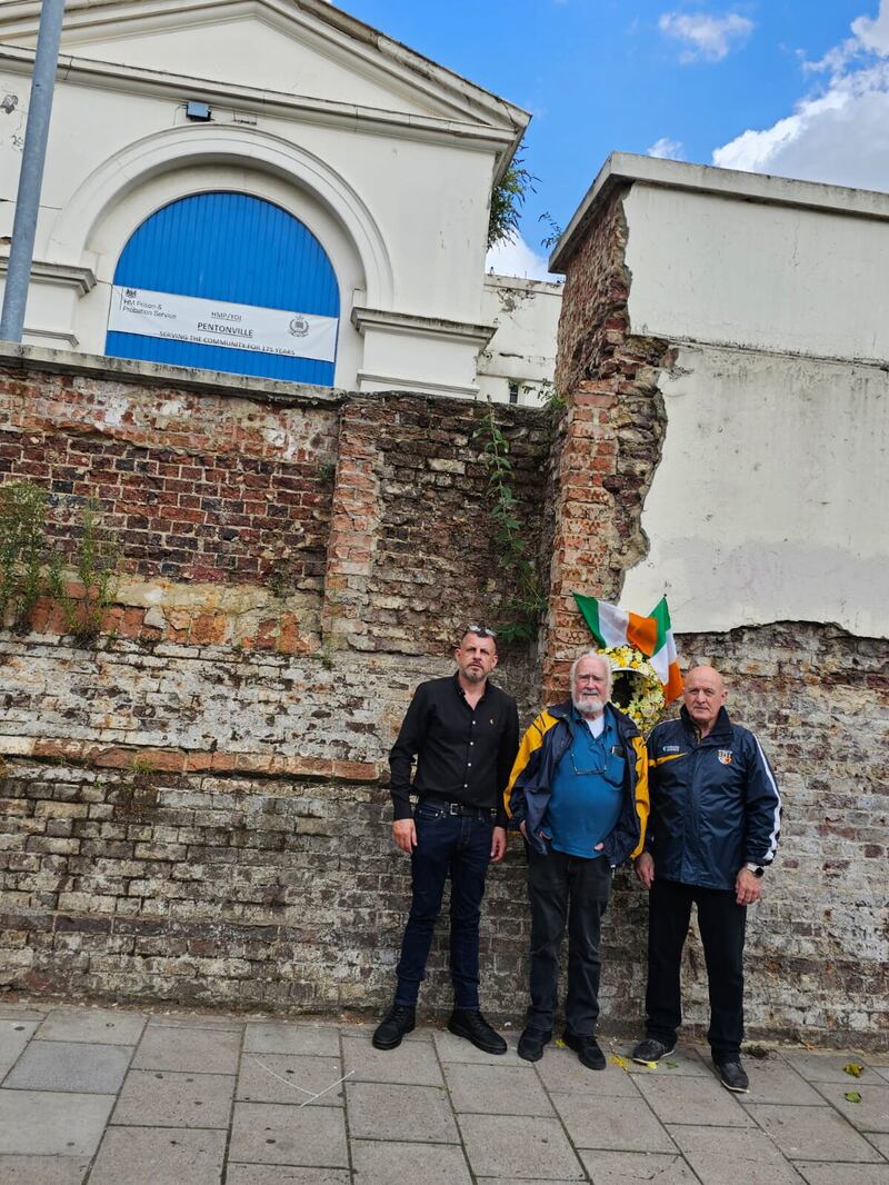 Members of the Roger Casement Commemoration & Re-interment Association pictured following Saturday's wreath-laying event at London's Pentonville Prison.