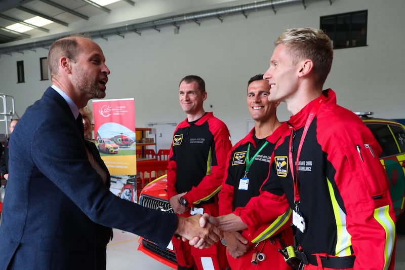 William meeting Wales Air Ambulance staff and crew members