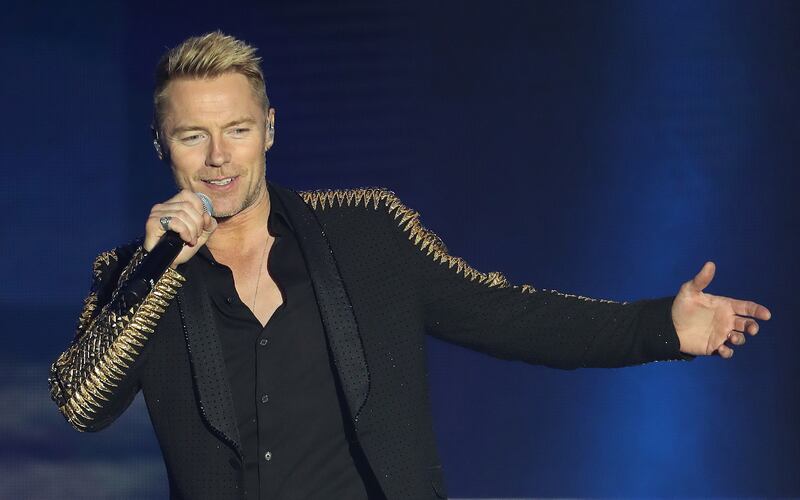 Ronan Keating of Boyzone on stage at the SSE Arena in Belfast, as part of the band's Thank You & Goodnight farewell tour PICTURE: NIALL CARSON/PA