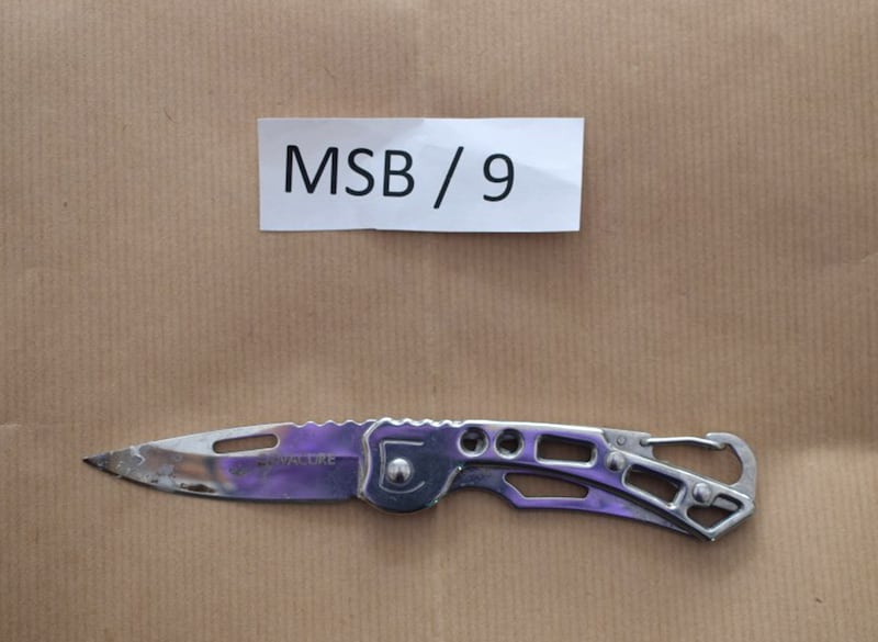 A knife found in the house of neo-Nazi satanist Cameron Finnigan