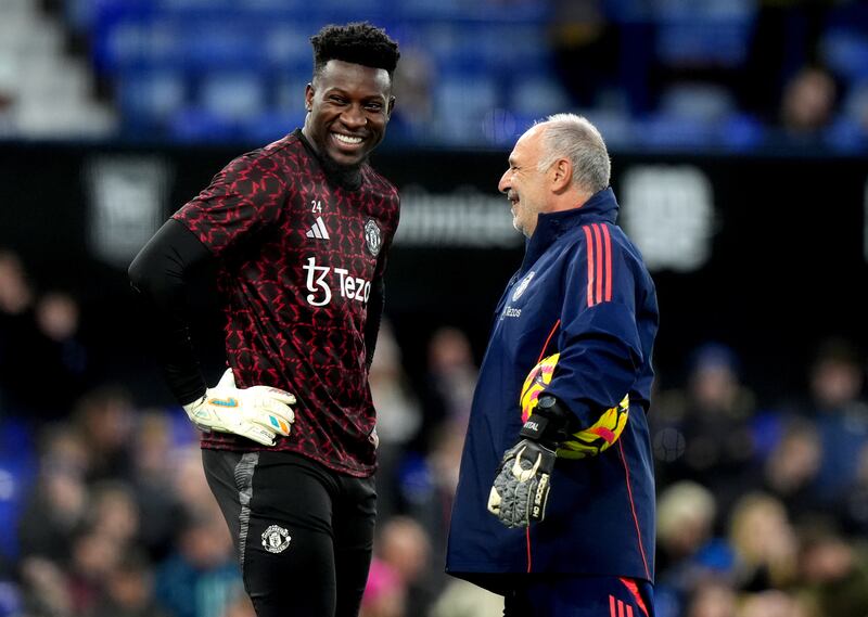 United boss Ruben Amorim made reference on Sunday to his goalkeeping coach Jorge Vital (right)