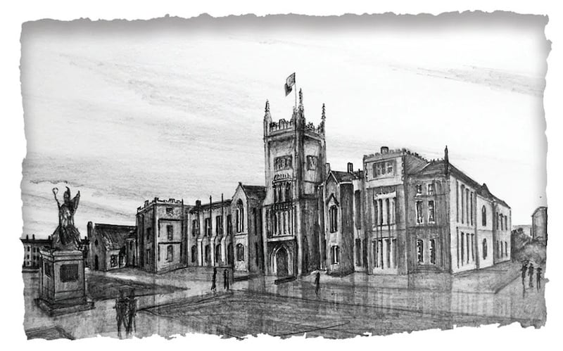 Stephen Farnan's drawing of Queen's University of Belfast