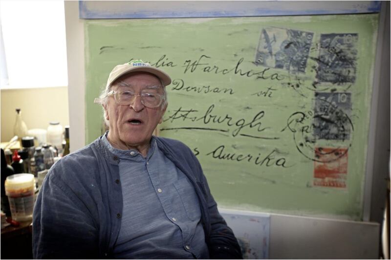 Neil Shawcross in his Belfast studio ahead of his new exhibition on letters to Andy Warhol. Picture by Hugh Russell 