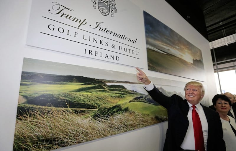 Donald Trump at Shannon airport in Ireland after he got the go-ahead from council chiefs to shore up the famous 14th green at Doonbeg golf course