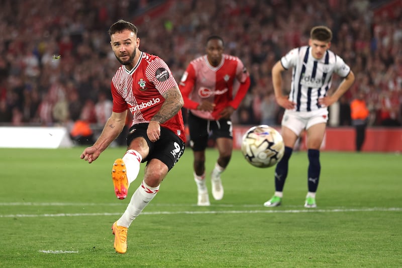 Adam Armstrong scored twice in the semi-final second leg win over West Brom at St Mary’s